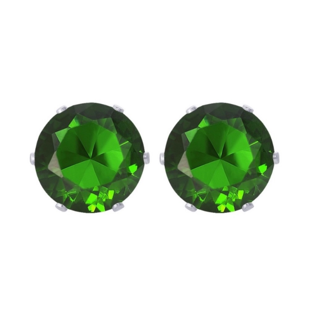 💗 Hypoallergenic Stainless Steel Emerald Green Crystal Earrings 10mm NEW